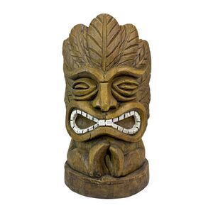 Things2die4 Tiki Planter 17 in Brown Magnesium Oxide Distressed Freestanding